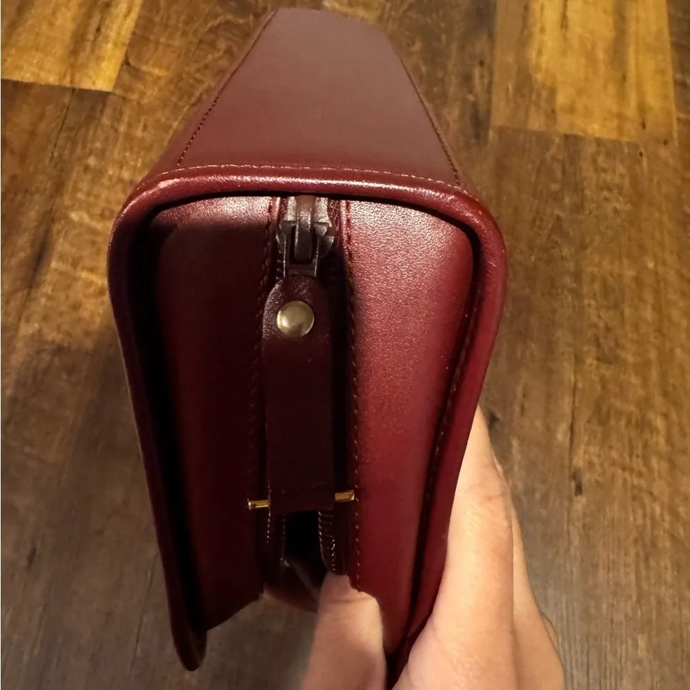 Cartier Vintage Burgundy Leather Cosmetic/Toiletry Pouch